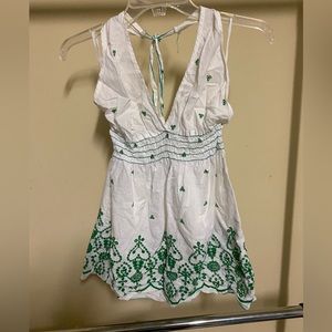 Green and White Halter Top